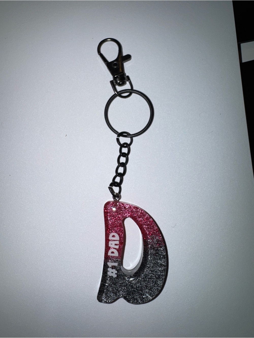 Glitter Ombre 'D' Keychain Charm